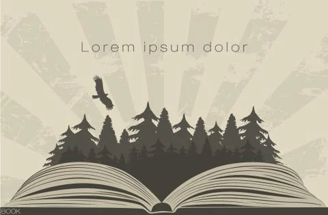 Dark forest in open book Stock Illustration
