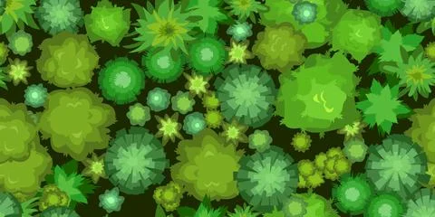 Dark forest. Top view of the landscape from a height. Green summer scenery wi Stock Illustration
