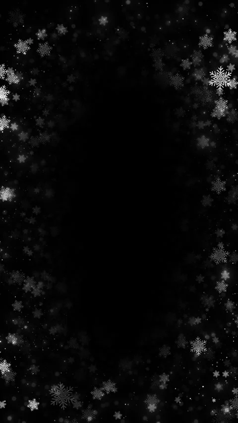 Dark frost background silver snowflakes around the edges, clean black center, so Stock Footage 340402359