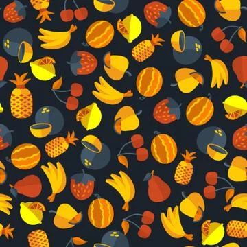 Dark fruits seamless pattern Stock Illustration