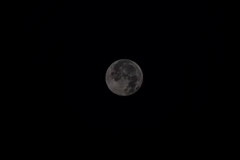 Dark Full Moon in Night Sky with Visible Craters Stock-Fotos