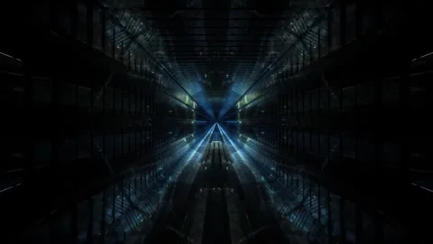 Dark Futuristic Abstract Sci-Fi Cyber Space Stock Footage 303142098