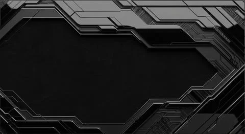 Dark futuristic background with abstract tech design and digital circuit el.. Illustrazione stock