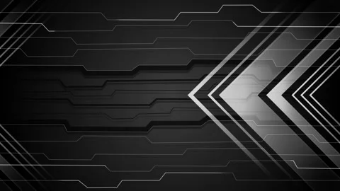 Dark futuristic background with glowing arrow shapes and circuit lines mode.. Stock Footage 339277161