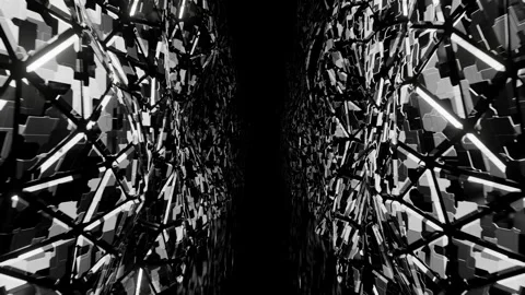 Dark Futuristic Corridor Loop – Cyberpunk Tunnel Animation Video stock 306336309