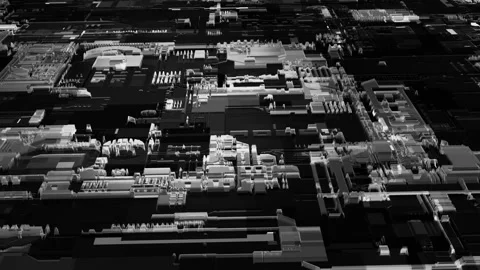 Dark Futuristic Electronic Circuit with Microchips and Processors Stock Footage 116061108