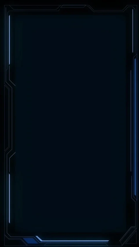 Dark futuristic HUD frame background with blue corner lines, large empty panel, Stock Footage 340554073