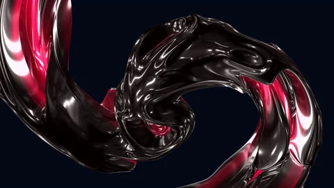 Dark futuristic liquid shape with red and black gradient color on outer space Stock Footage 195555760
