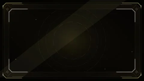 Dark futuristic rectangular frame with golden accents and subtle concentric.. Stock Footage 336365039