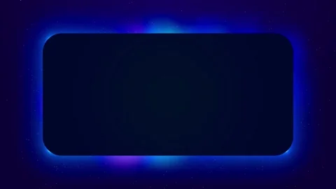 Dark futuristic rounded frame visual blue neon glow, soft purple star field Stock Footage 340479622