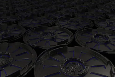 Dark futuristic technological background with glowing lines Illustrazione stock