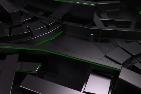 Dark futuristic technological background with glowing lines Stock Illustration