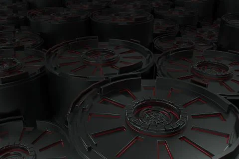 Dark futuristic technological background with glowing lines Stock Illustration