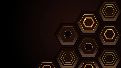 Dark geometric abstract background with glowing hexagons animation , layere.. Stock Footage 334742042