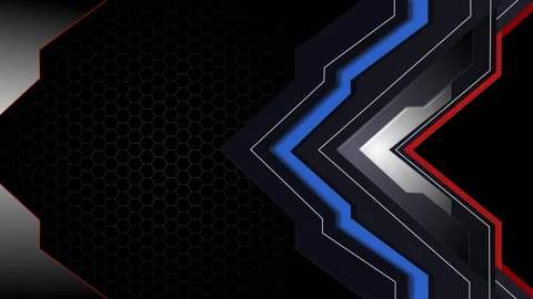 Dark geometric background with layered chevron shapes, hexagonal pattern ac.. Stock Footage 329844289