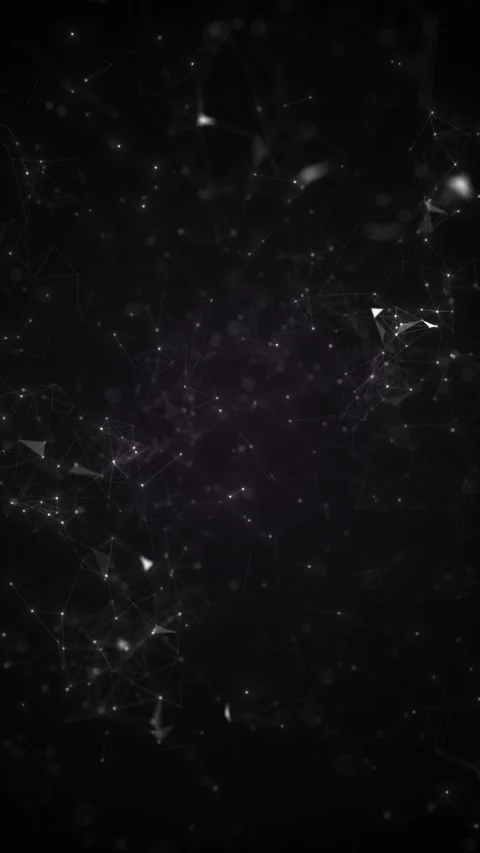 Dark geometric node mesh visual with polygon lines, bright points, and floating Stock Footage 340410427