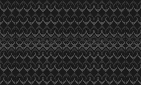 Dark Geometric Pattern with Repeating Curved Diamond Motifs and Layered Emb.. Stock Illustration