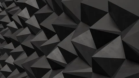 Dark Geometric Polygon Wall Background  3d render.. Illustrazione stock
