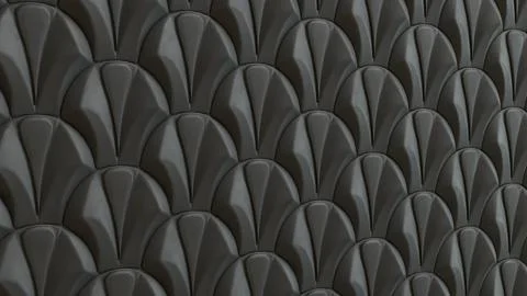 Dark Geometric Scallop Wall Texture 3d render. Stock Illustration