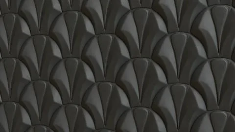 Dark Geometric Scallop Wall Texture 3d render. Stock Illustration