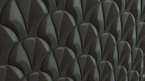 Dark Geometric Scallop Wall Texture 3d render. Stock Illustration