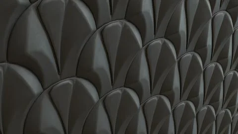 Dark Geometric Scallop Wall Texture 3d render. 스톡 일러스트