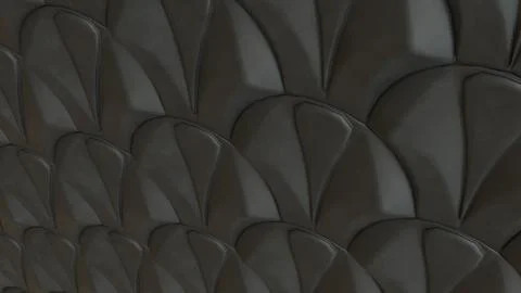 Dark Geometric Scallop Wall Texture 3d render. 스톡 일러스트