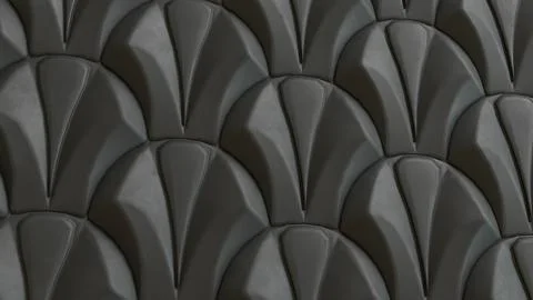 Dark Geometric Scallop Wall Texture 3d render. Stock Illustration