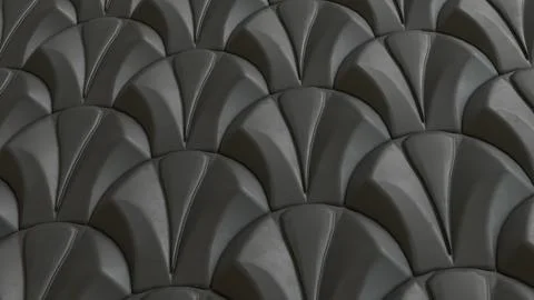 Dark Geometric Scallop Wall Texture 3d render. Stock Illustration