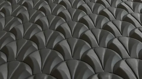 Dark Geometric Scallop Wall Texture 3d render. Stock Illustration