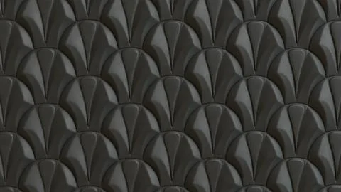 Dark Geometric Scallop Wall Texture 3d render. イラスト素材