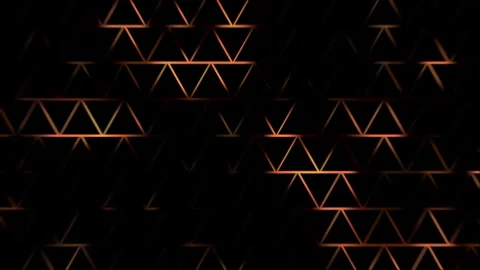 Dark Geometric Triangle Grid Background with Glowing Gold Motion Stock Footage 343724313