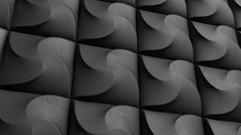 Dark Geometric Wall Panels With Curved Relief Pattern 3d render. 库存插图