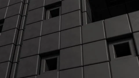 Dark Geometric Wall Panels with Dramatic Depth and Texture 3d render. Stock Illustration