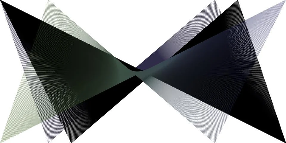 Dark geometric wireframe mesh creating a bowtie shape on white Stock Illustration