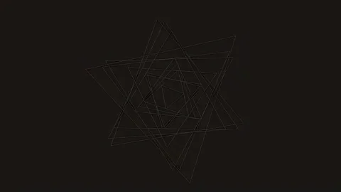 Dark Geometric Wireframe Star Rotating Futuristic Abstract Animation Stock Footage 343698853