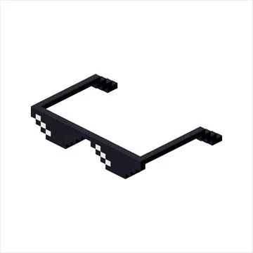 Dark glasses from a meme in isometric assembled from plastic blocks. Vector Stock Illustration