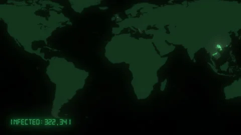 Dark global map of coronavirus COVID-19 with statistics data and pandemic Stock Footage 134351094