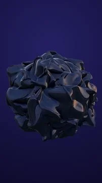 Dark glossy abstract 3D object with organic folds, creating a modern minima.. Stock Illustration