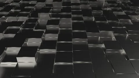 Dark glossy cubes geometric tile background. Bulging digital mosaic pattern.. Illustrazione stock