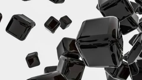 Dark glossy three-dimensional cubes. abstract. 3D rendering Stock Illustration