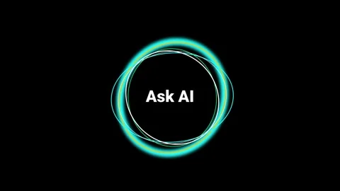 Dark Glowing Ask AI Circular Button UI with Teal Ring Outline Stock Footage 335574985