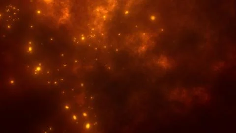 A dark, glowing cosmic-inspired backdrop featuring orange light sparks and a  스톡 일러스트