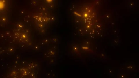 A dark, glowing cosmic-inspired backdrop featuring orange light sparks and a  Stockillustratie
