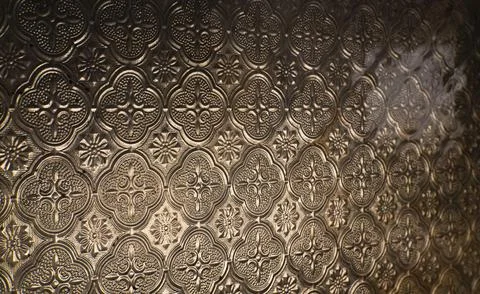 Dark Gold Embossed Decorative Pattern Texture Background Stock Photos