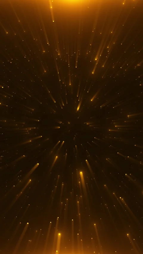 Dark gold energy ray explosion glowing streaks, bright particles, deep center fo Stock Footage 340397587