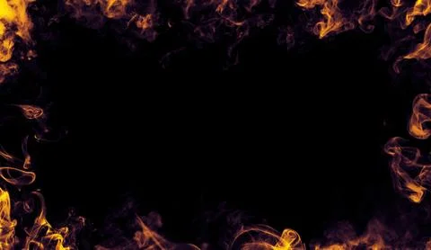 Dark gold frame. Border from smoke. Misty effect for film , text or space Stock Illustration