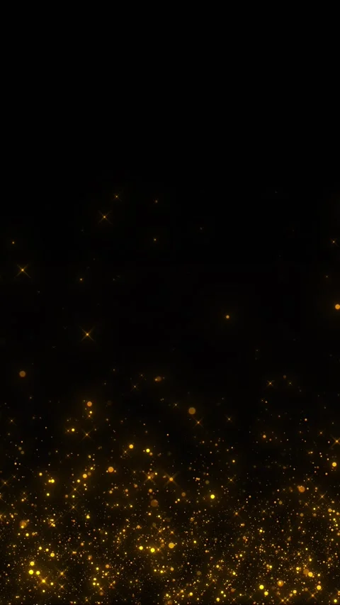 Dark gold sparkle lower border background bokeh dots, star shine, clean empty sp Stock Footage 340414602
