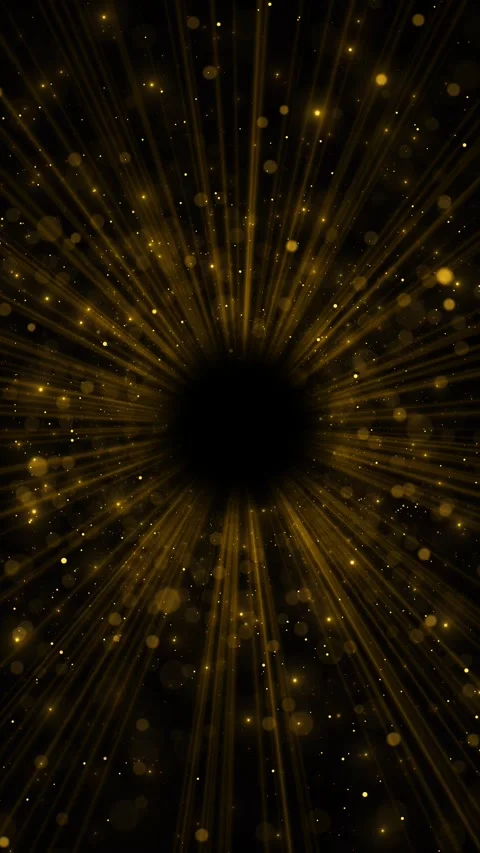 Dark gold sun ray background radial beam pattern, glowing particles, warm bokeh Stock Footage 333861132