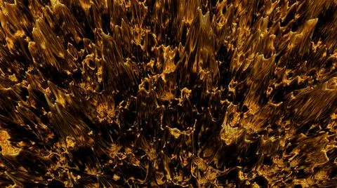 Dark golden abstraction with splashes of liquid gold. Dark yellow background Stock Illustration